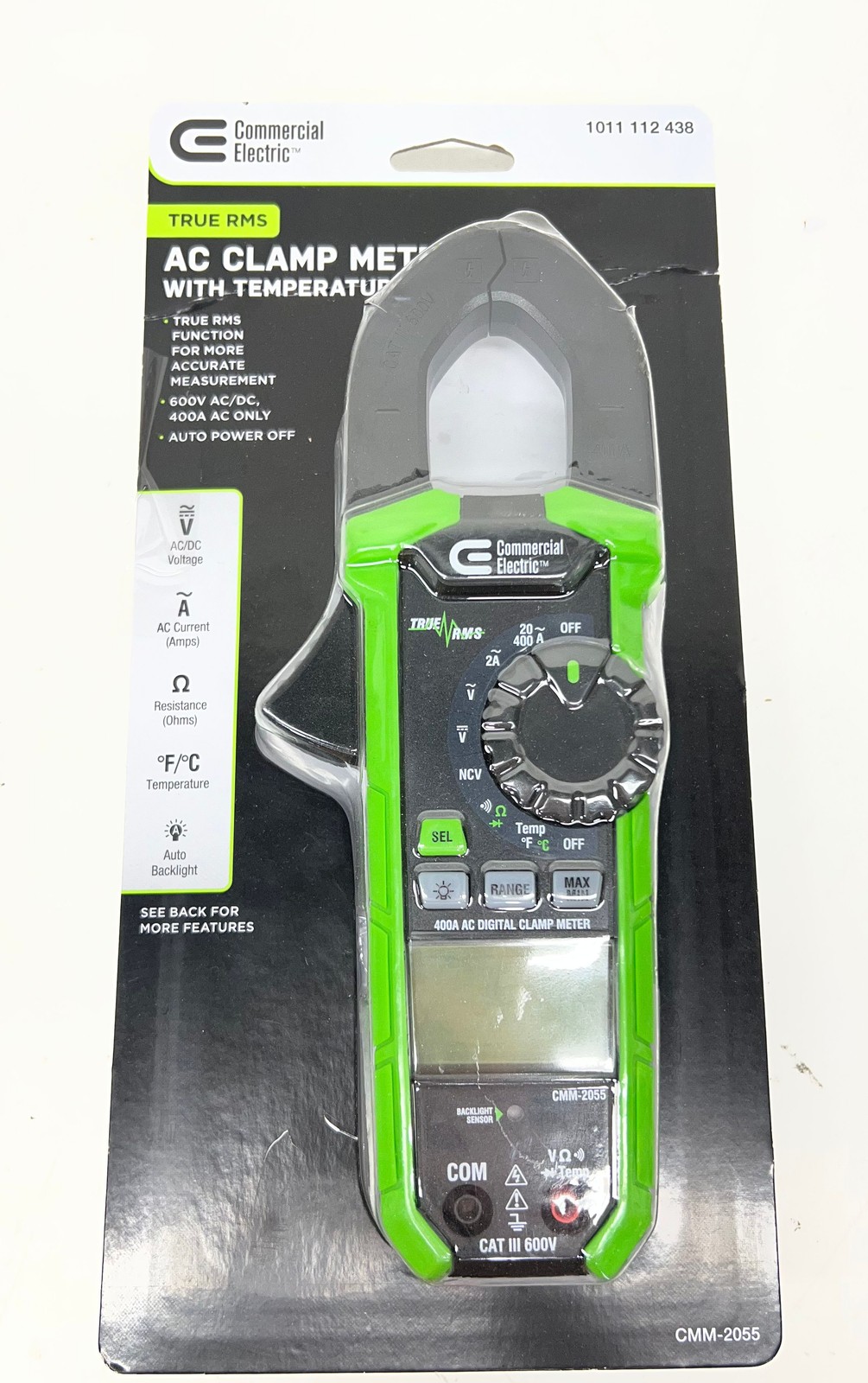 Commercial Electric 400 Amp AC True RMS Digital Clamp Meter with Temperature