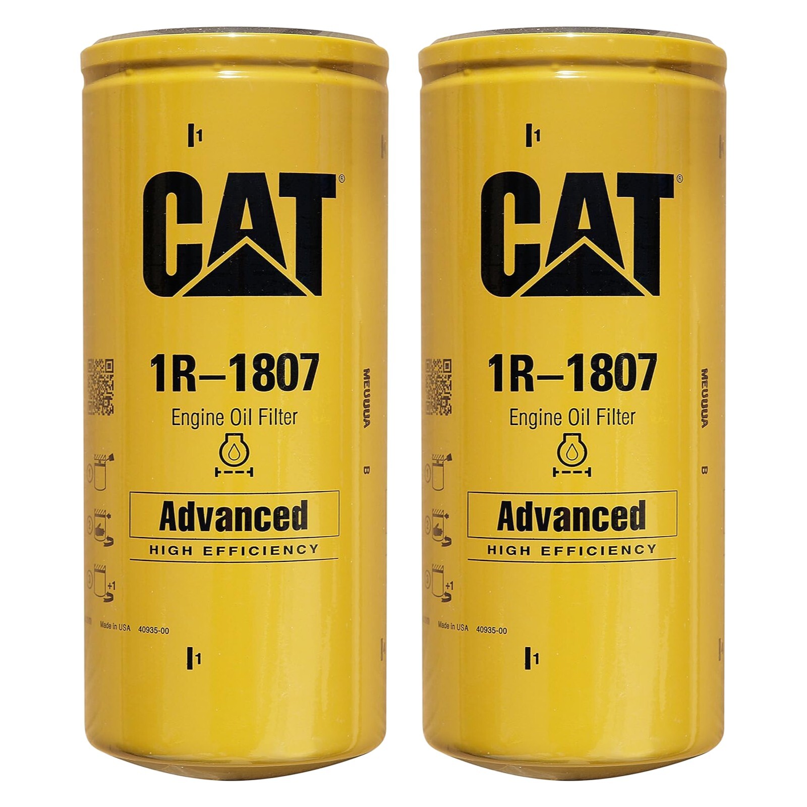 Caterpillar 1R-1807 Advanced High Efficiency Oil Filter (Pack of 2)