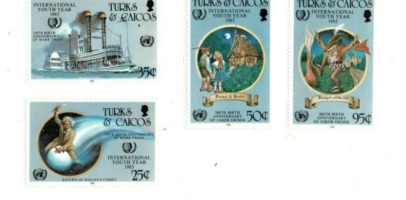 Turks and Caicos - 1985 - Int Youth Year / Twain -Set of Four -MNH(Scott#671-4)