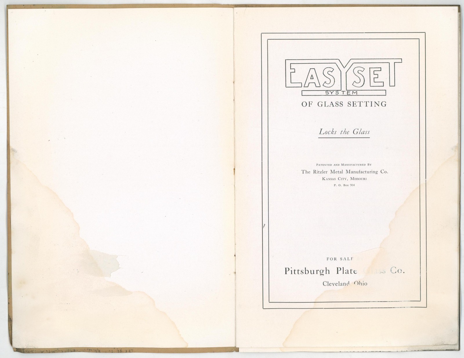 1910 Easyset Glass Setting Trade Catalog Price List Kansas City MO Color Plates