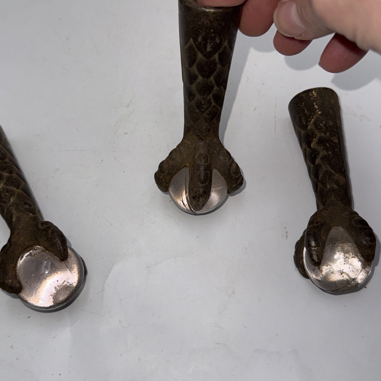 3 Cast Iron Claw And Ball Feet For Stool Or Table