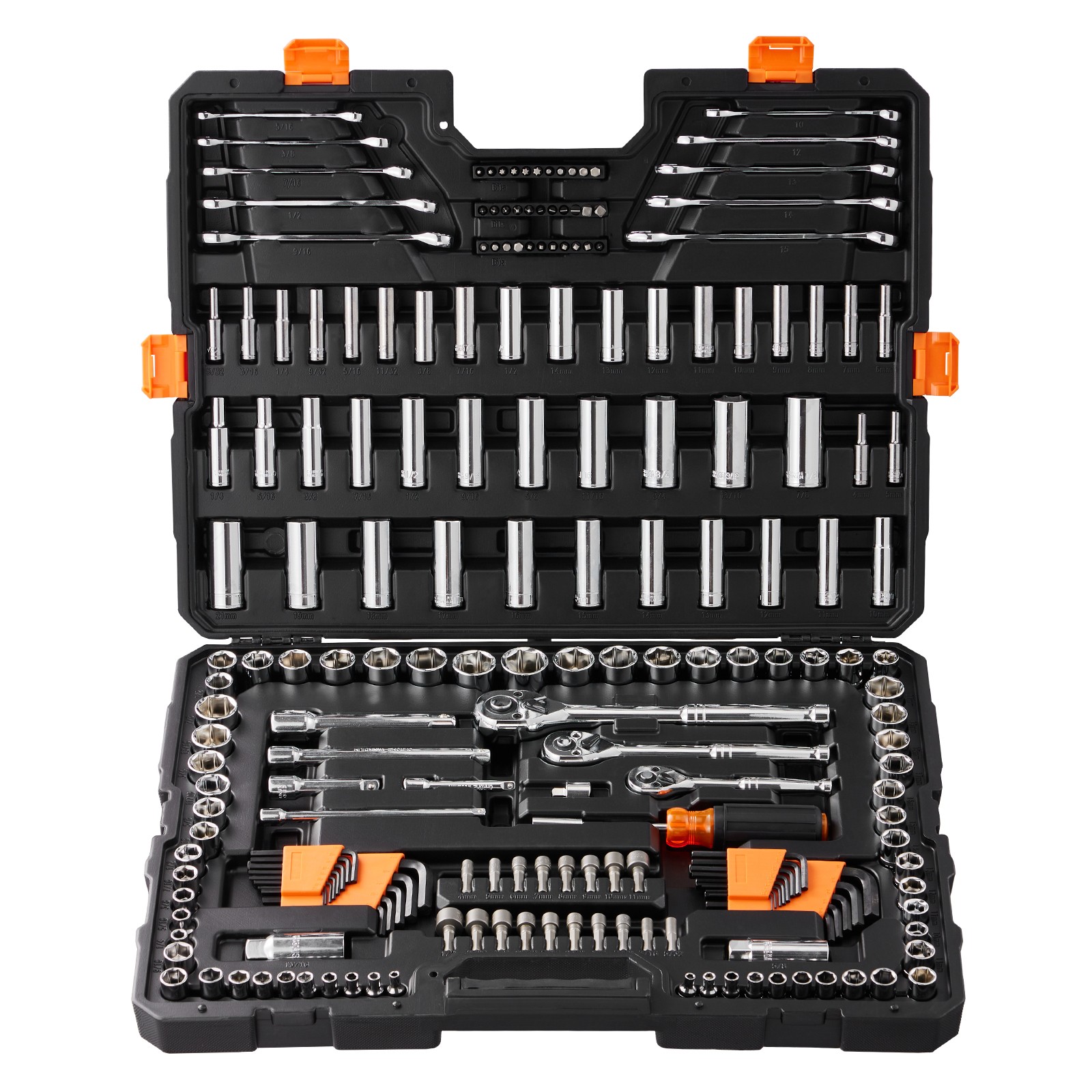 VEVOR Mechanics Tool Set and Socket Set 1/4in 3/8in 1/2 in Drive Sockets 205Pcs