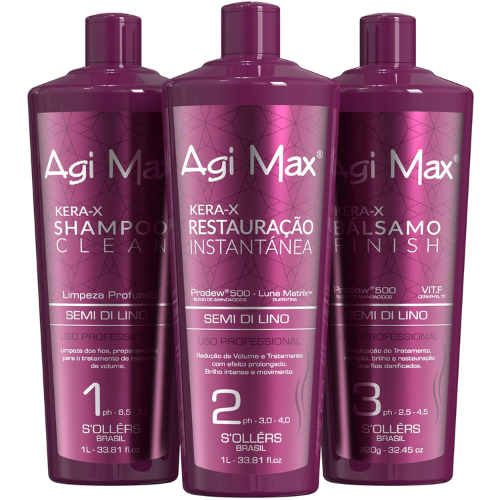 1L 3PCS Agi Max Brazilian Natural Keratin Hair Treatment Kit Straightening Curls