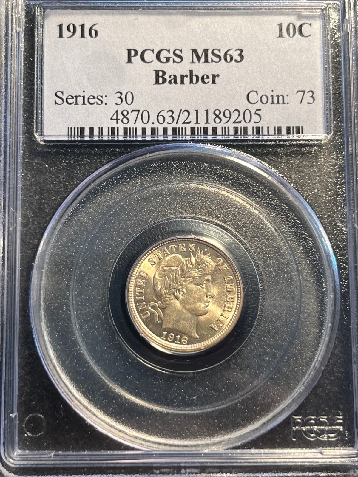 1916 Barber Dime 10c PCGS MS63 Sharp Strike Nice Luster Blazing White
