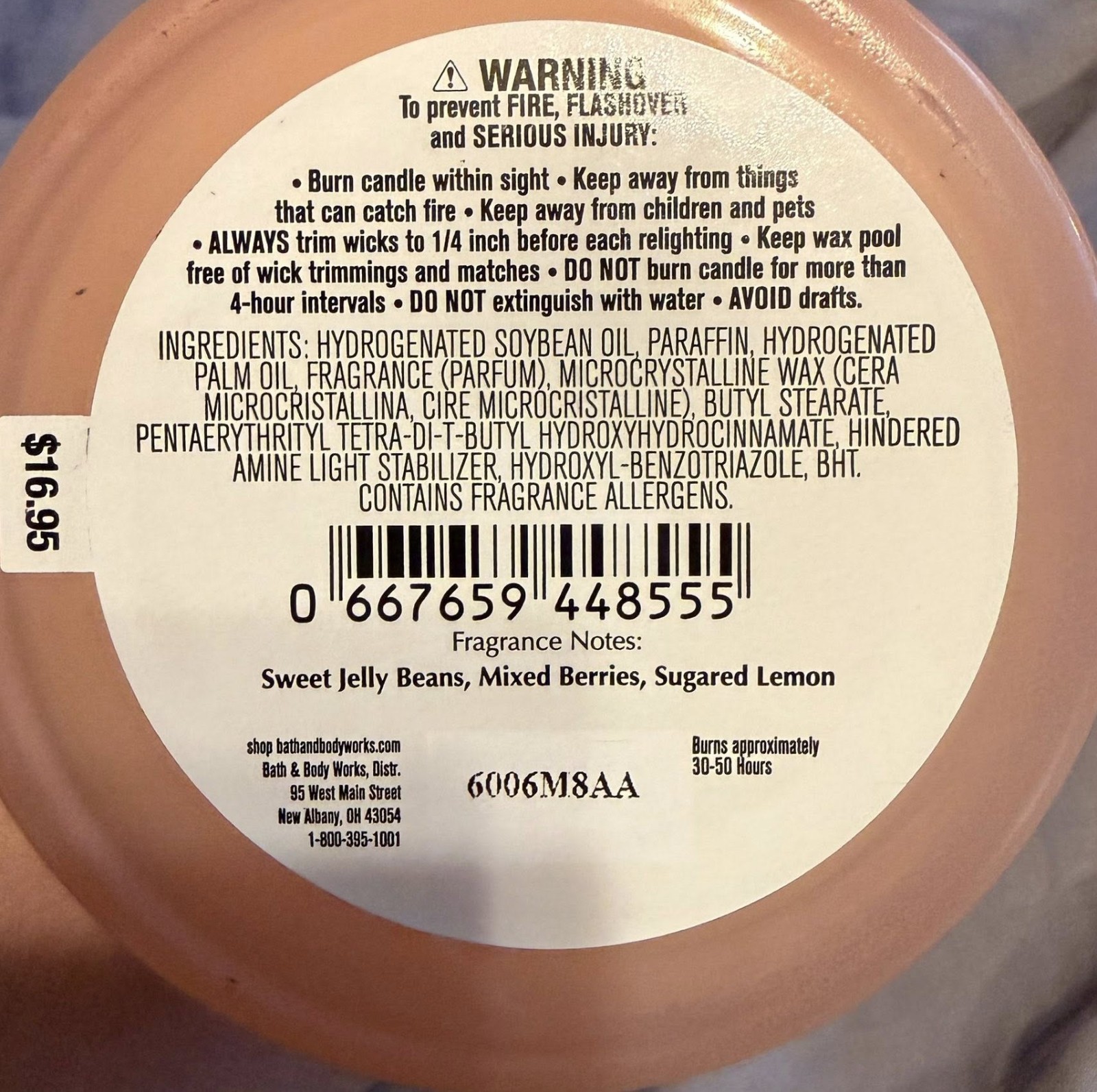 💕🤍💕BATH & BODY WORKS SINGLE WICK 8 OZ💕🤍💕 ~"TUTTI FRUTTI CANDY"💕🤍💕