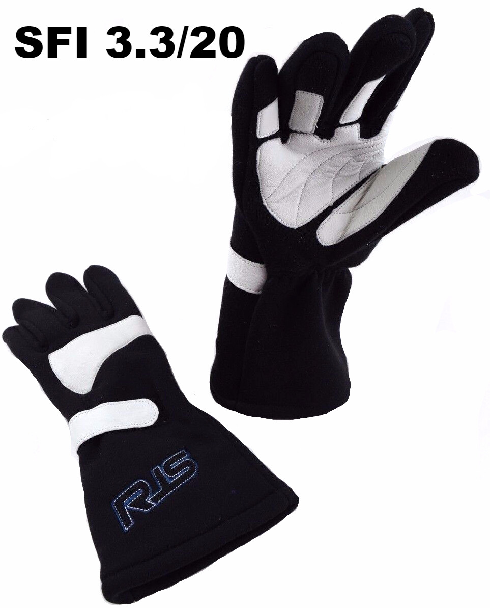 RJS RACING SFI 3.3/20 RACING GLOVES 3-2A/20 ELITE GLOVES SFI 20 BLACK SIZE LARGE