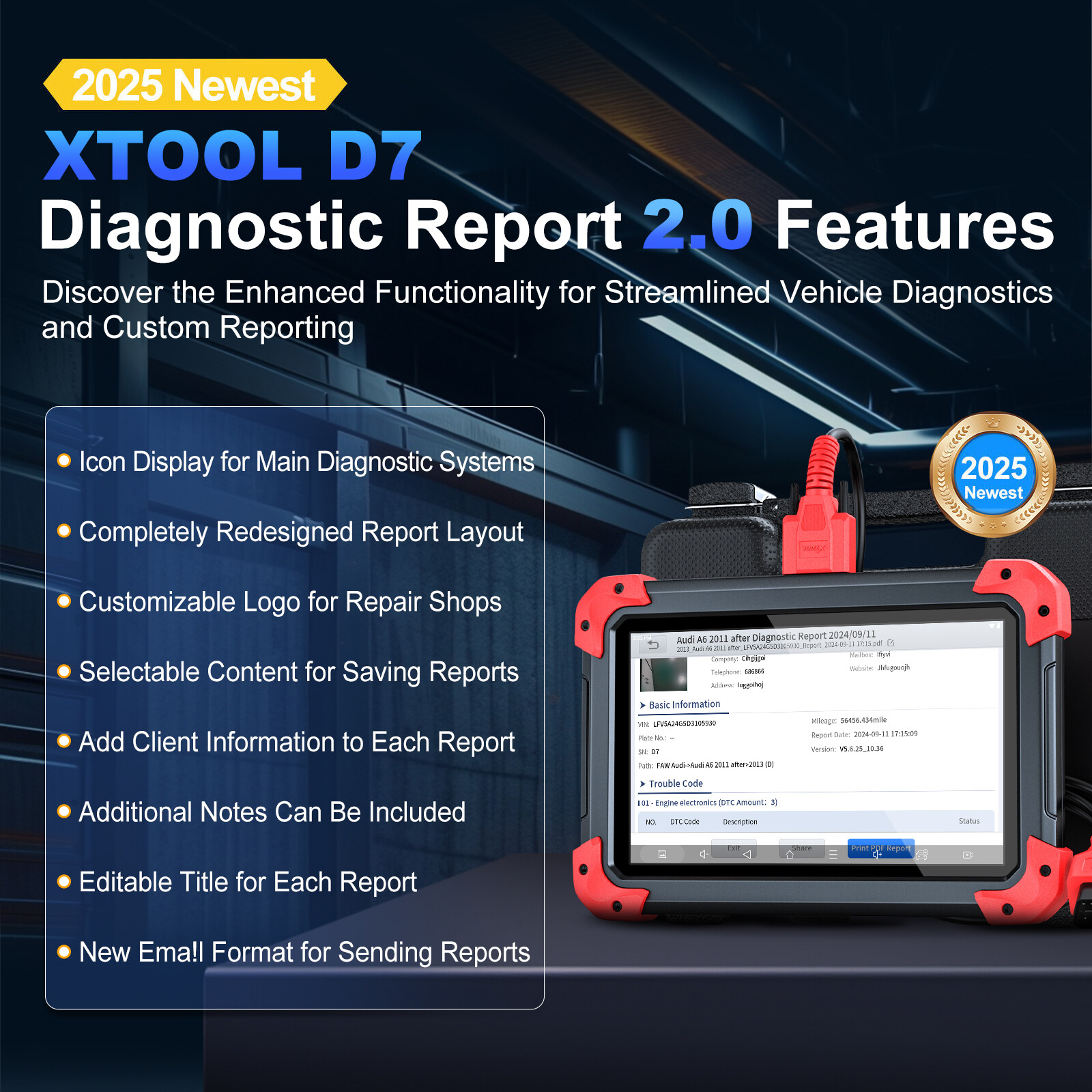 2025 XTOOL D7 Car Bidirectional Scanner Full Diagnostic Coding Key Programmer