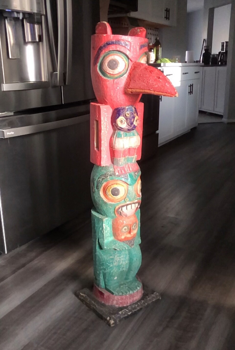 Antique 41" NorthWest Coast Hand Carved Painted Totem Pole