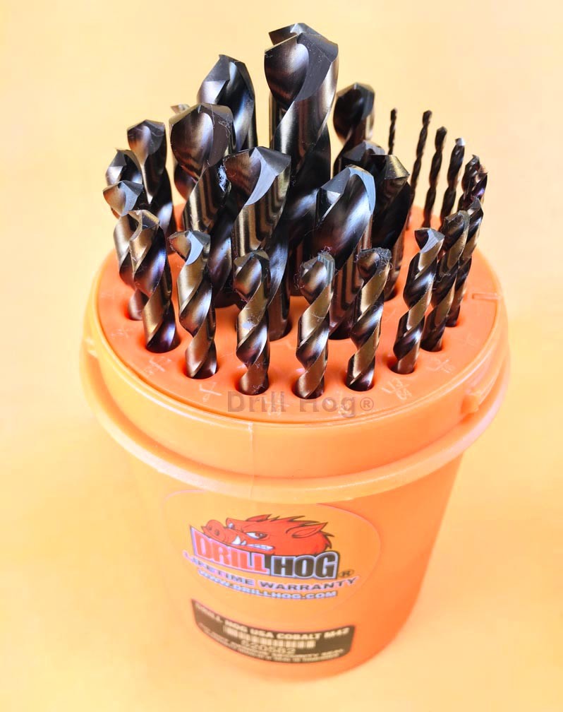 Drill Hog® 29 Pc Super Premium Cobalt M42+ Drill Bits Orange Lifetime Warranty
