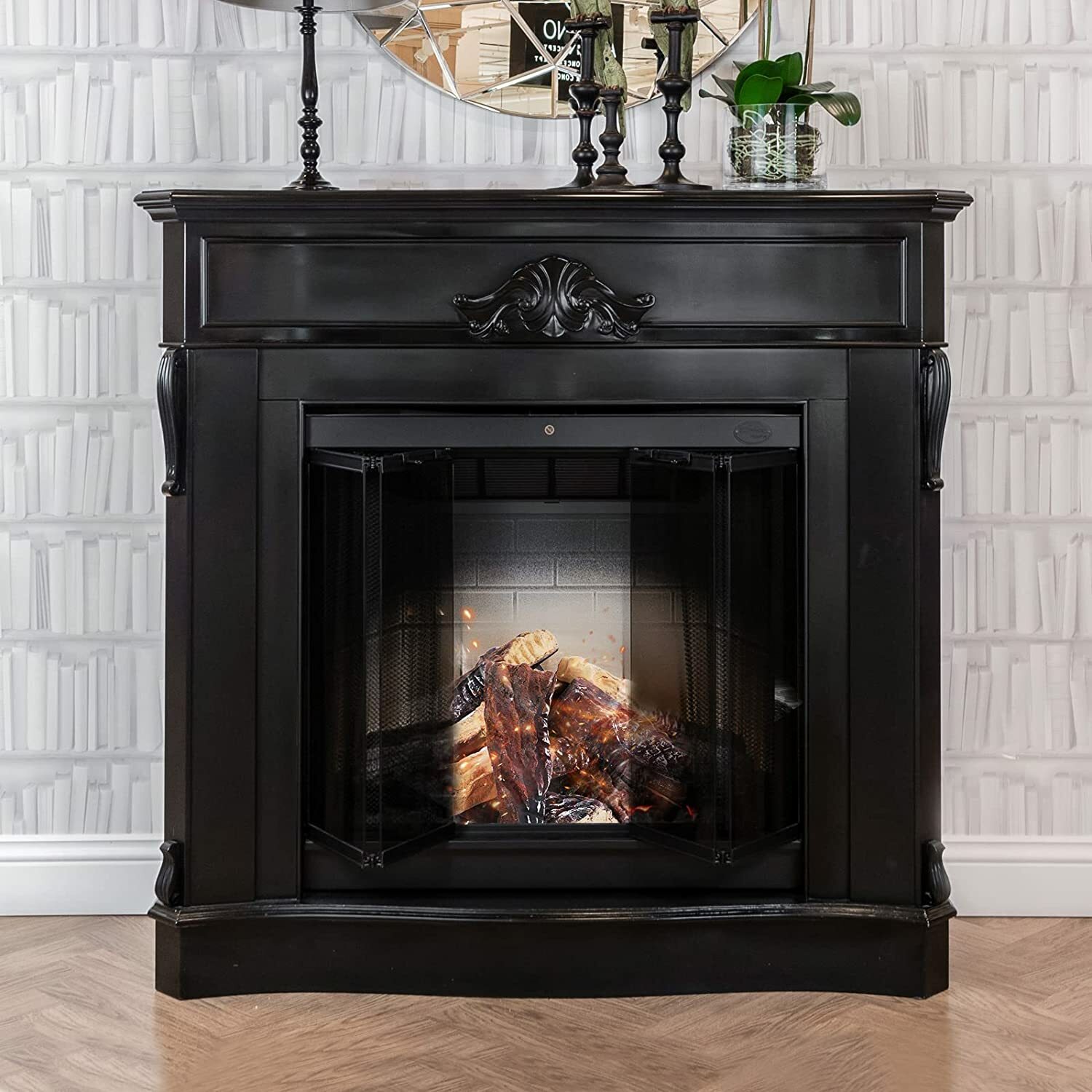 10 Pieces Set Realistic Flame Large Ceramic Wood Fireplace Logs Firepit Log Set