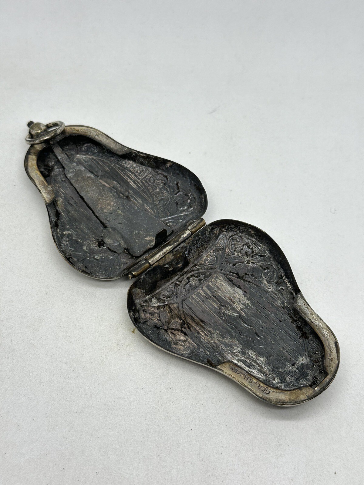 Antique German Silver Double Sovereign Coin Holder Case Only ~ Victorian Era