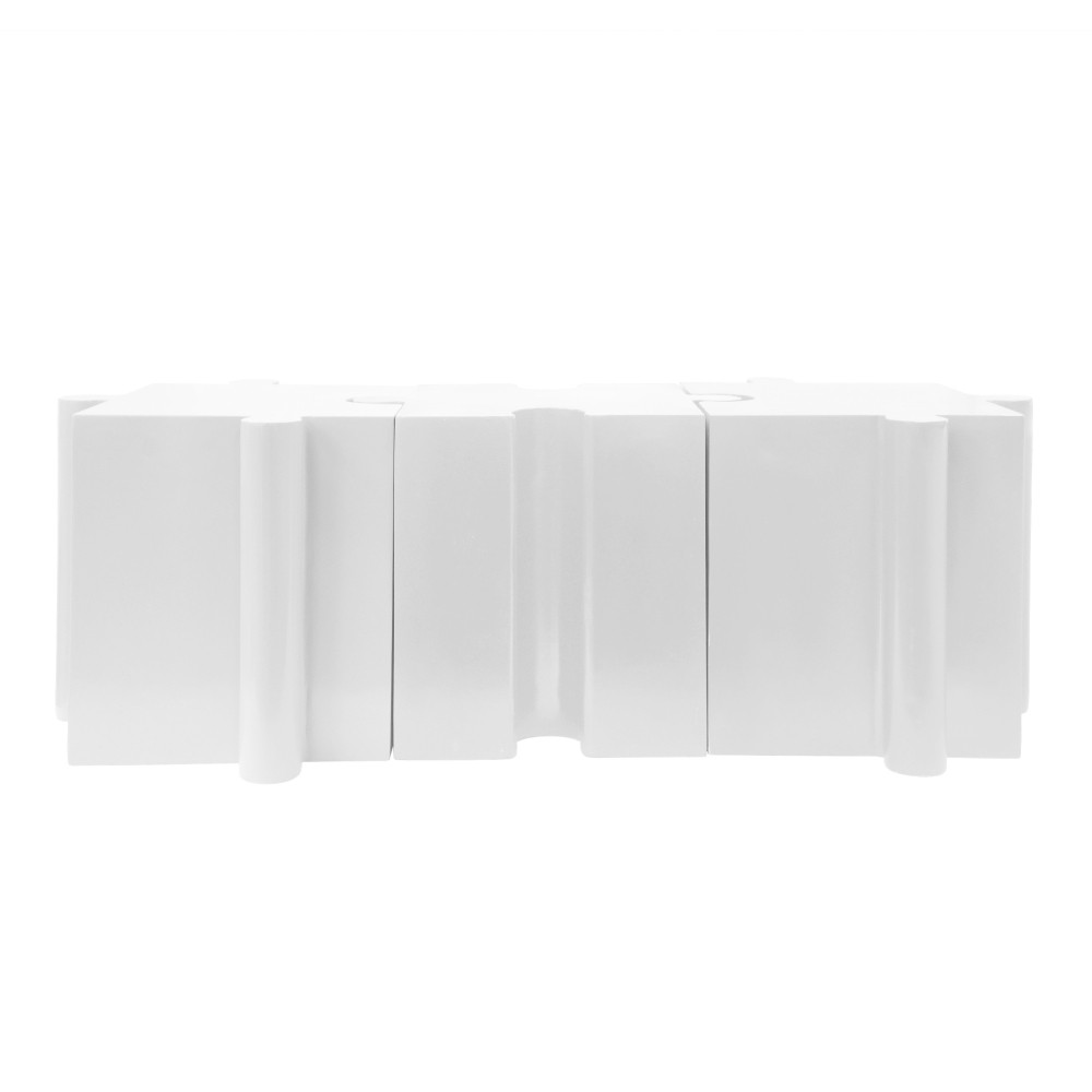White Modular Puzzle Side Table w/ Convex Edge for Indoor & Outdoor
