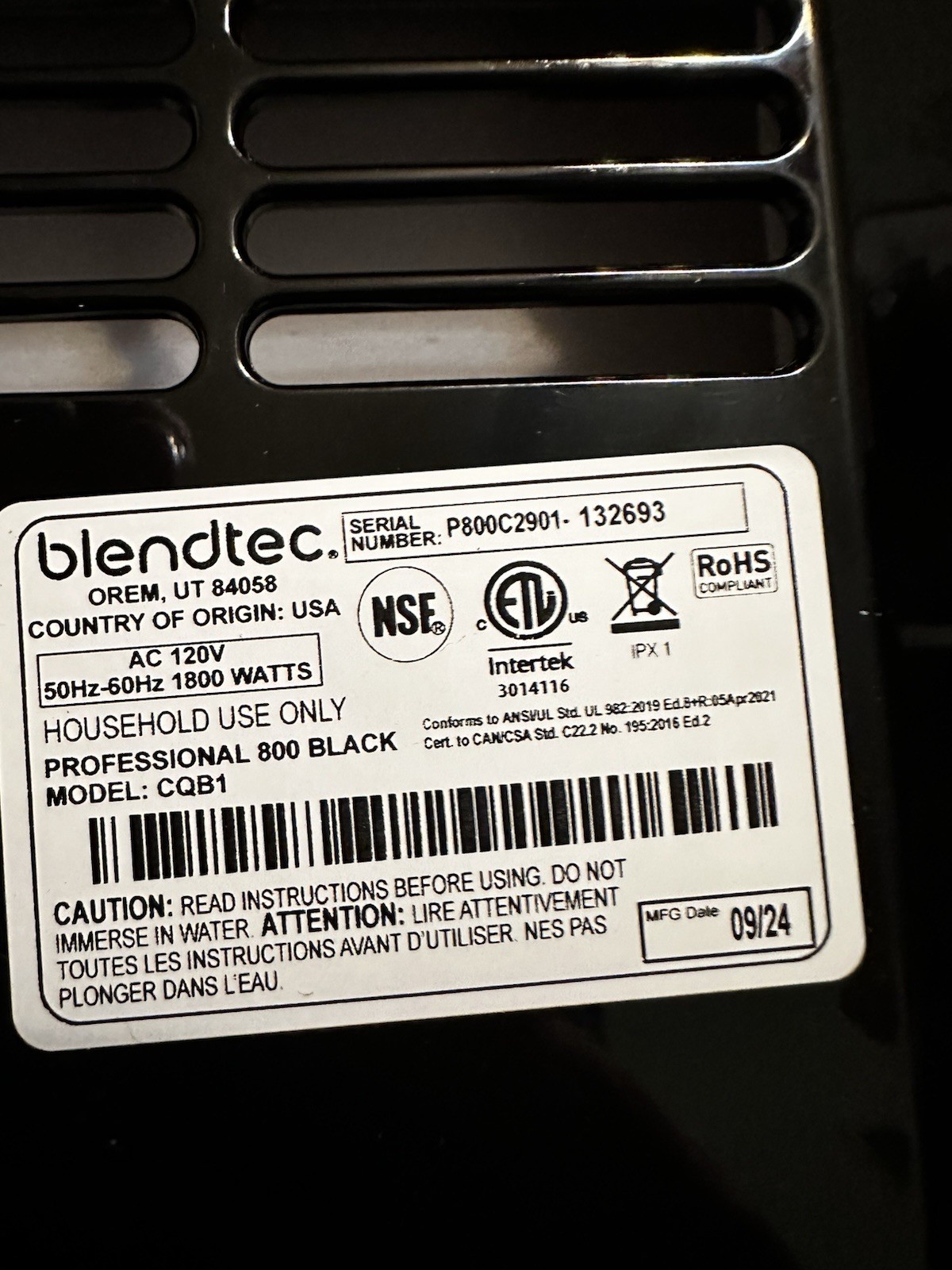 Blendtec Professional 800 - Blender WildSide+ Jar 11-Speed Black New Open Box