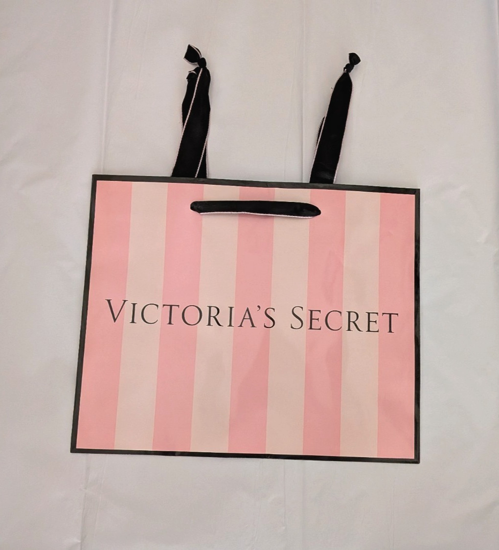 Victoria's Secret Shopping Gift Bag Pink Stripe Logo Medium Size Set of 3 NEW