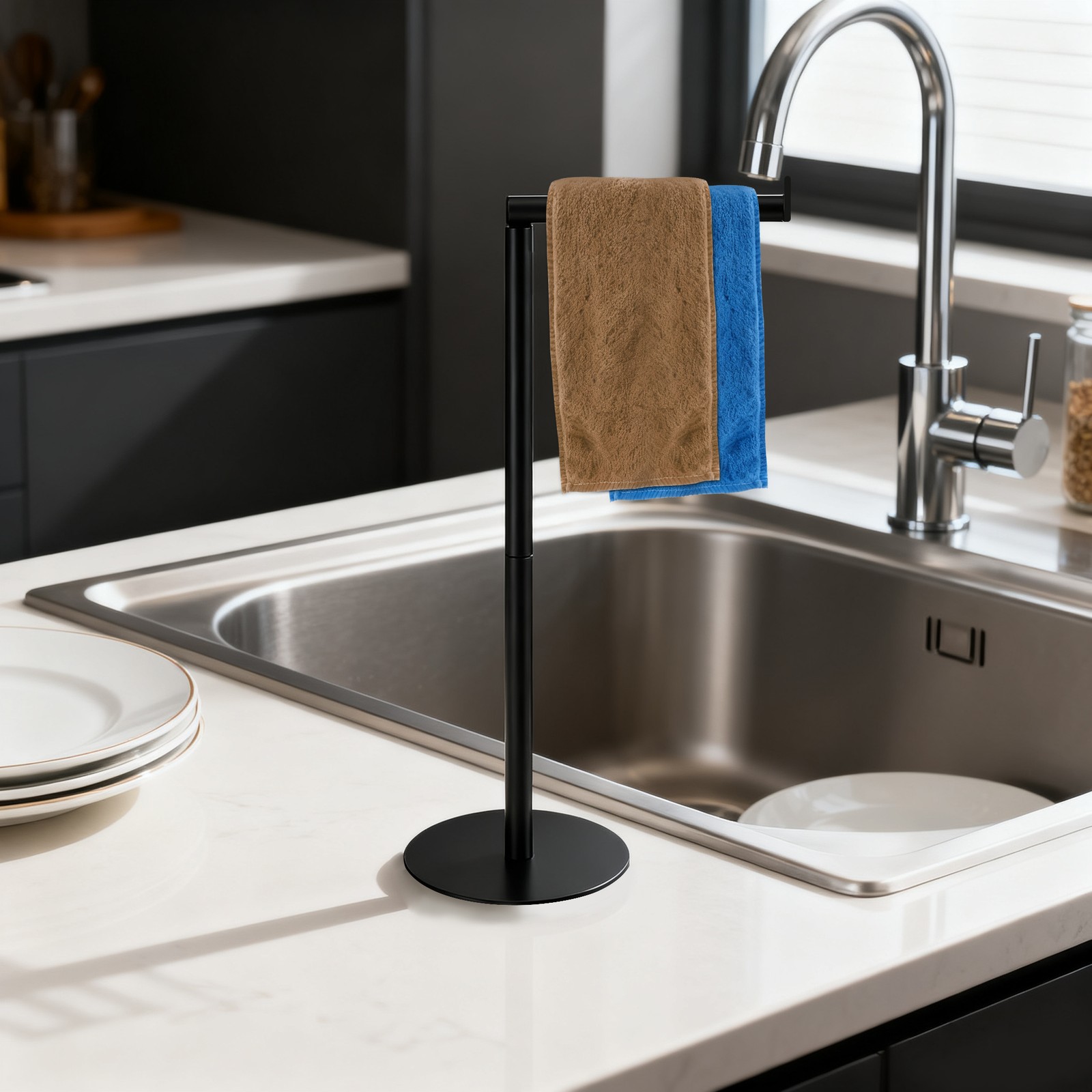 Toilet Paper Roll Holder Stand Freestanding Stainless Steel 24" Towel Rack Home