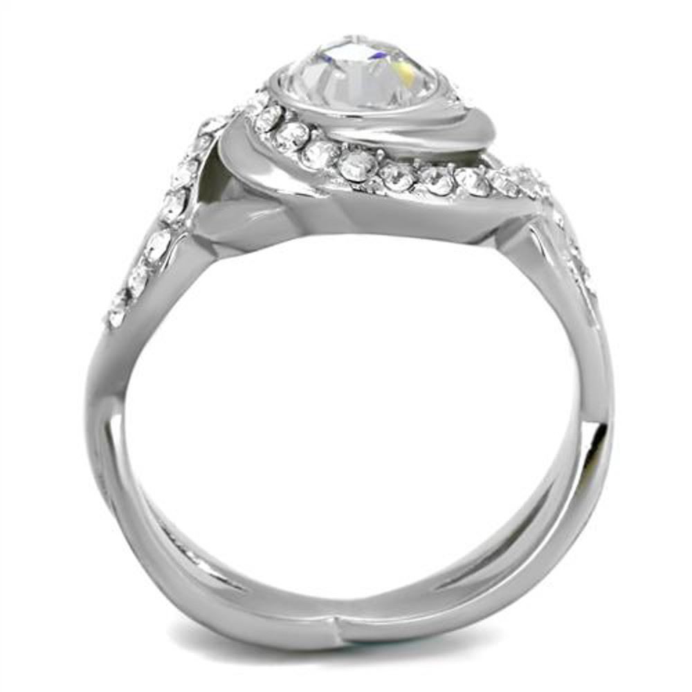 2.18 Ct Round Cut Crystal Stainless Steel Engagement Ring Women's Size 5-10