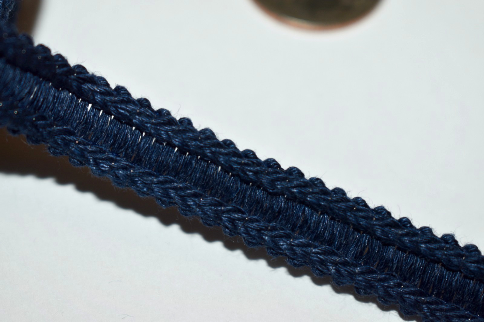 2 yds (72") Samuel & Sons GARLAND LINEN GIMP Navy Dk.Blue 100% Linen 3/8"w Trim