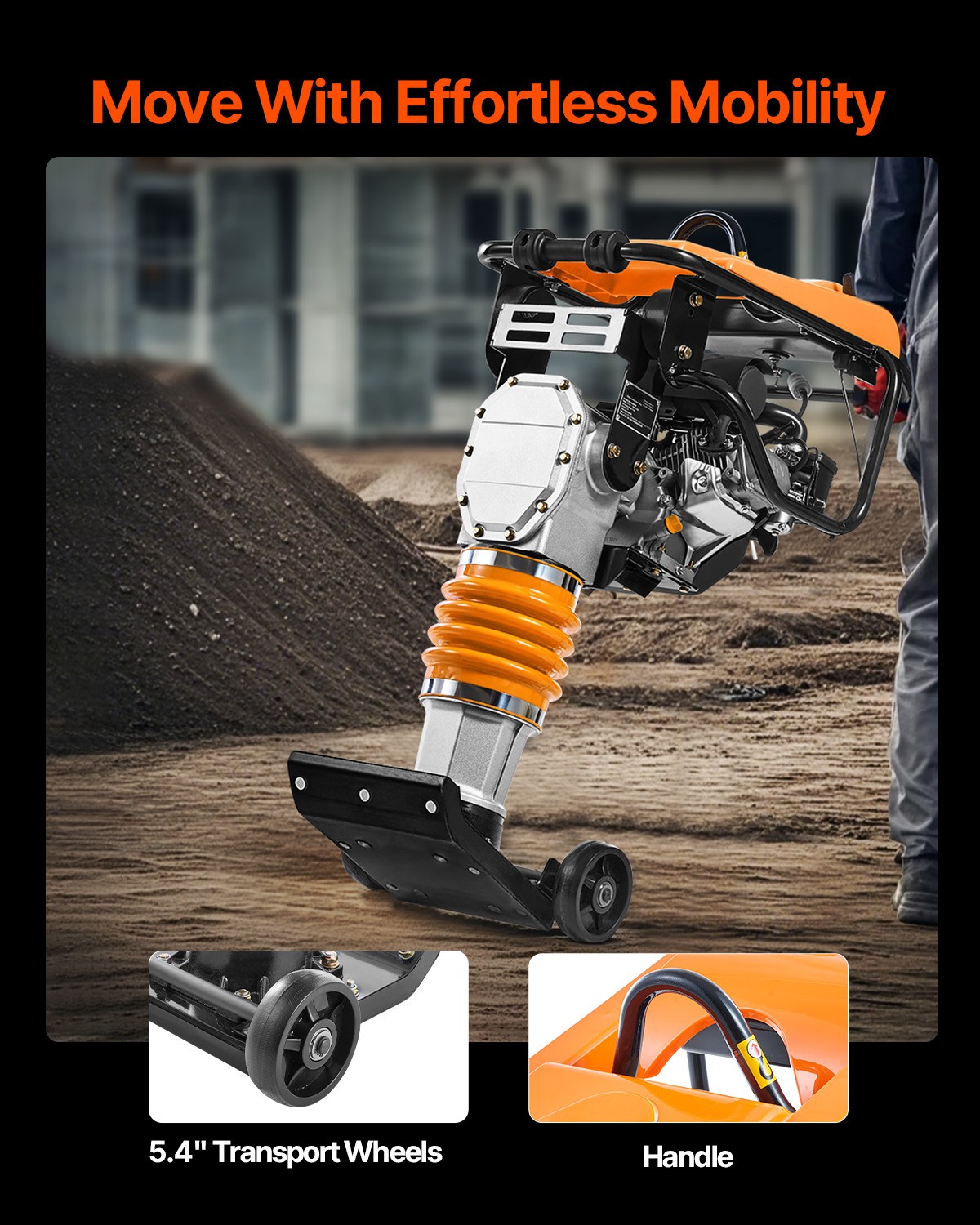 Uimoso 6.5 HP 196 cc Gas Powered Jumping Jack Tamper Rammer Soil Compactor