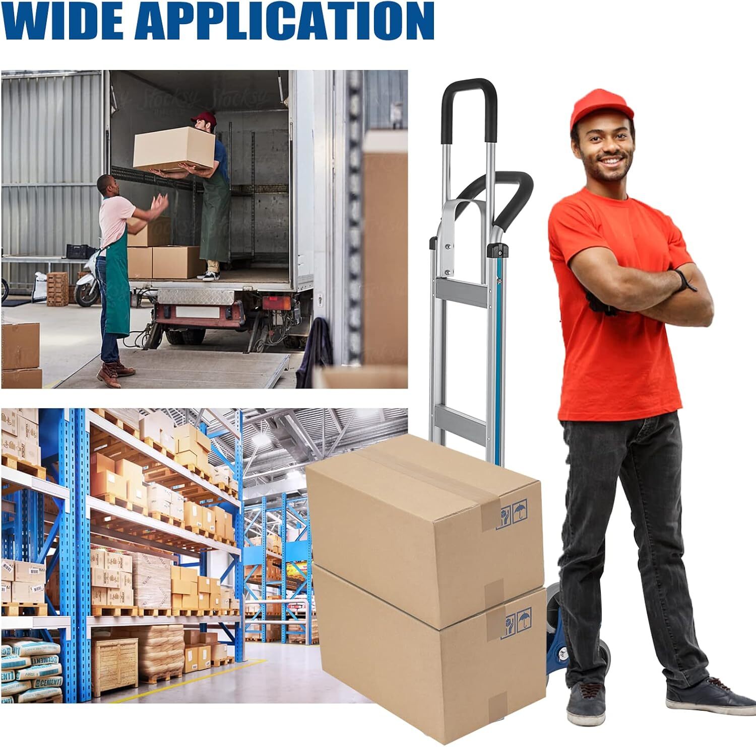 Stair Climbing Cart 650 lbs Capacity Aluminum Hand Truck Dolly with Dual Handles