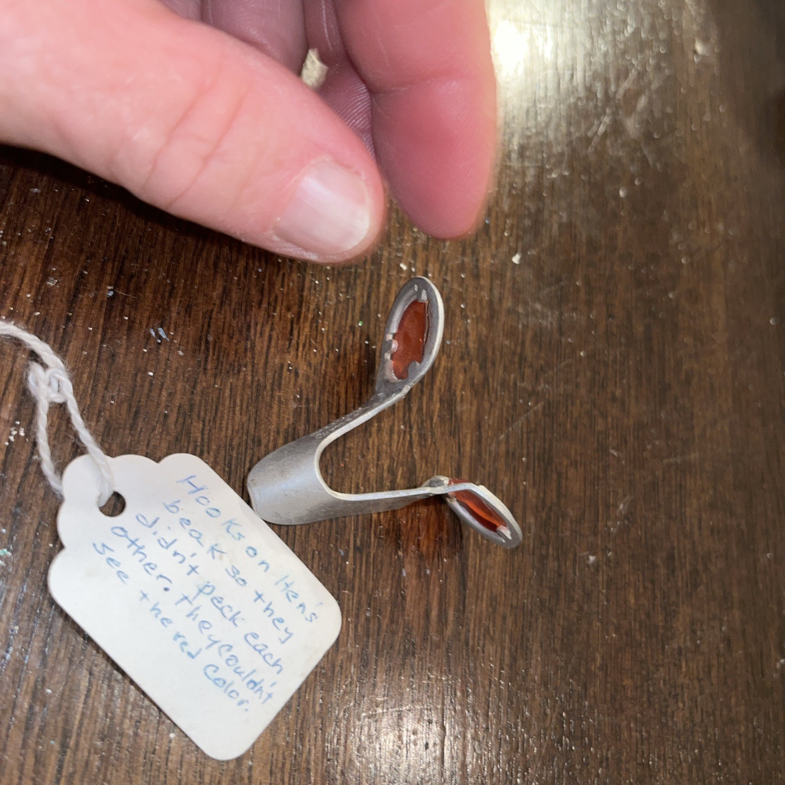 Vtg. Pair of Red Chicken Glasses Anti Pix with hand written instructions