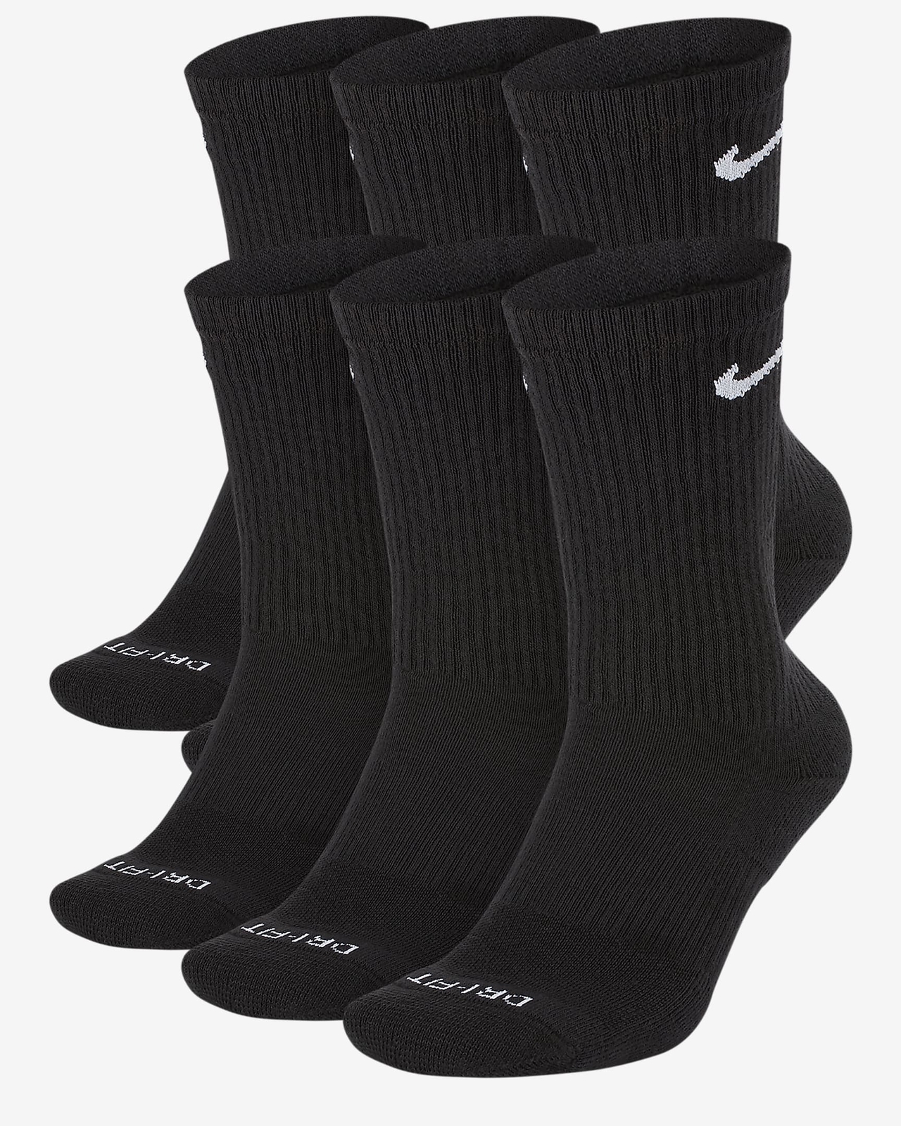 Nike Everyday PLUS Cushioned Training Socks 1, 2, 3, OR 6 PAIRS WHITE OR BLACK