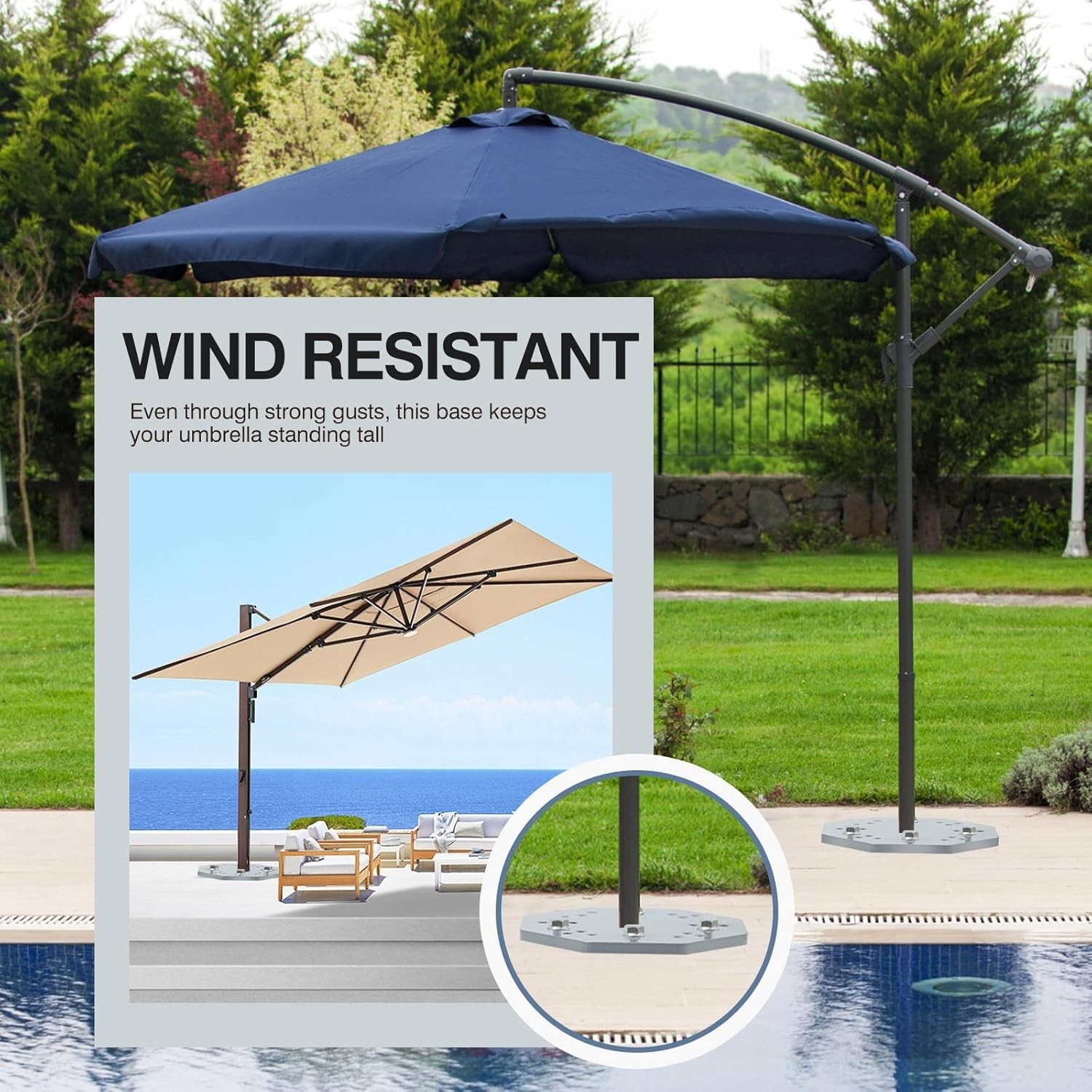 Heavy Duty In-Ground Silver2- Inground Umbrella Base with 2 Steel Tubes