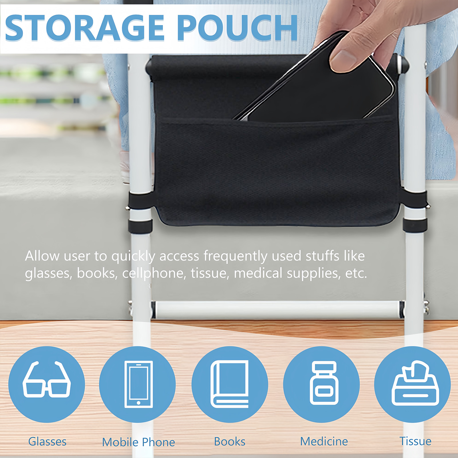 Bed Rails for Elderly Adults with Floor Support, Bed Side Assist Rail for Senior