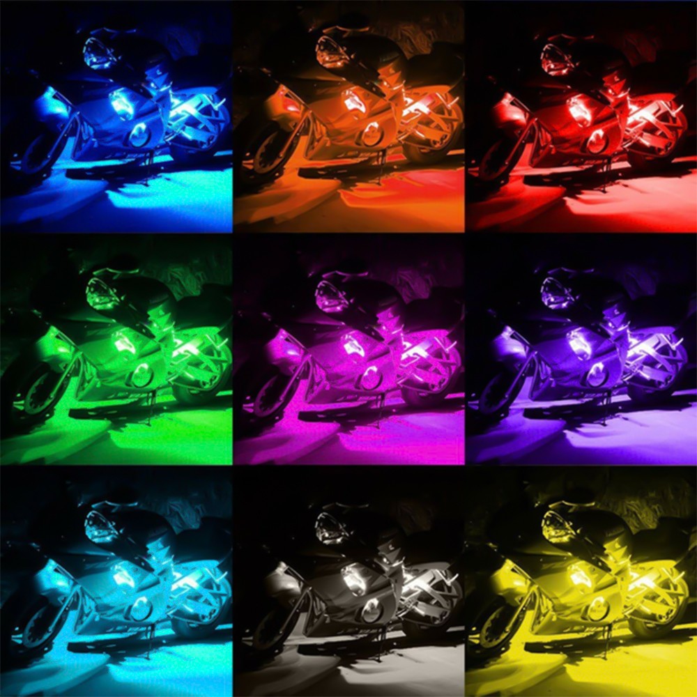 12pcs Motorcycle LED Under Glow Light Kit Multi-Color Neon Strip /Remote Control