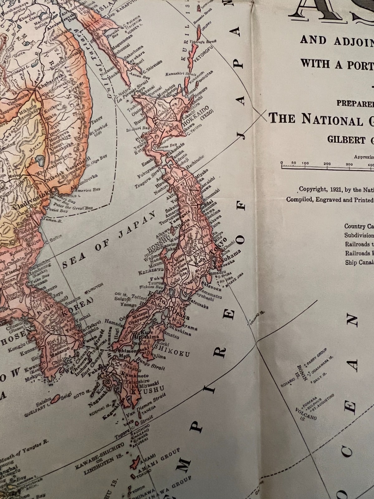 Original 1921 MAP of ASIA Post WW1 Vintage