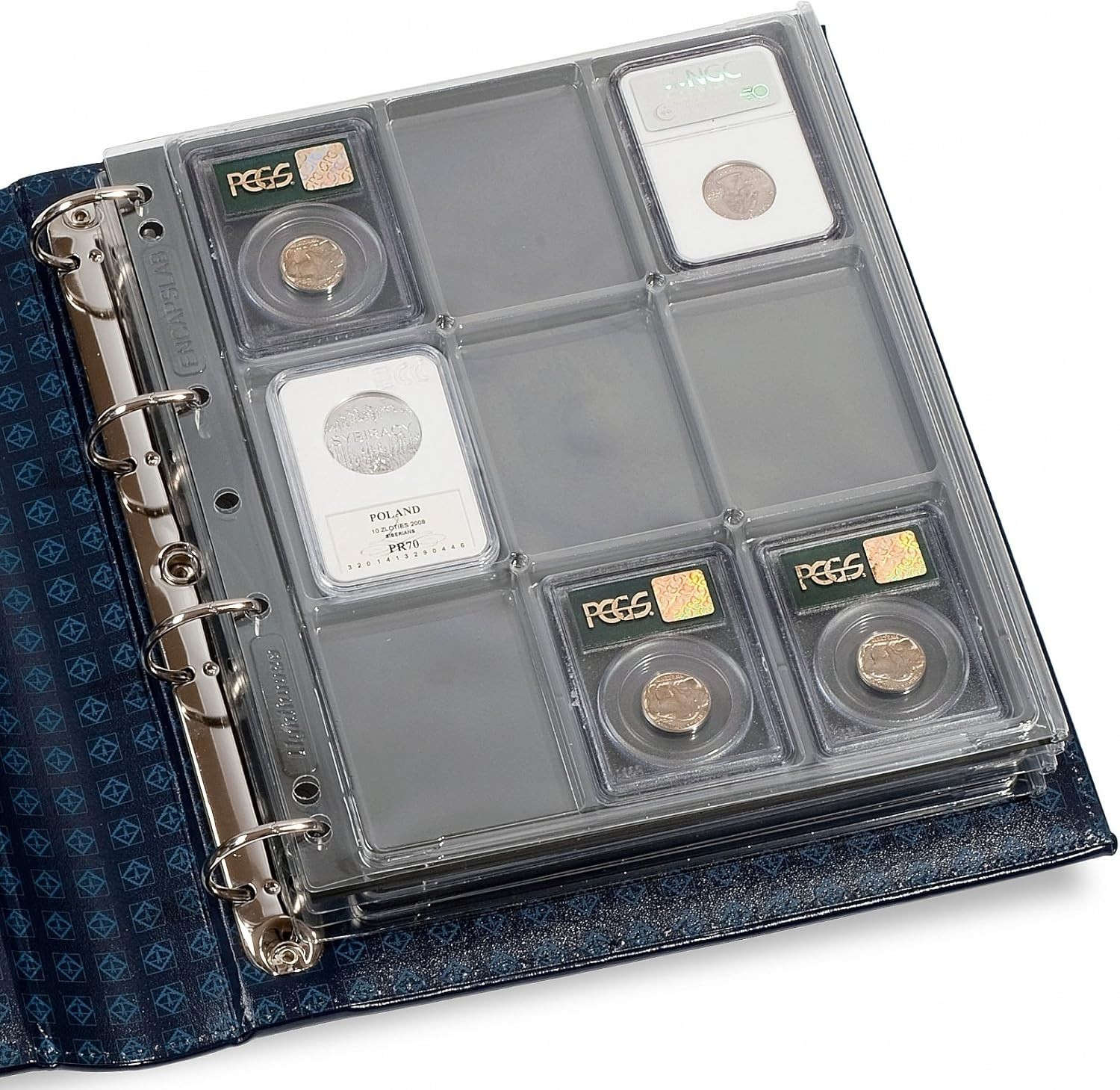 (10) CERTIFIED COIN SLAB PAGES LIGHTHOUSE ENCAP ALBUM PAGE FOR PMG PCGS