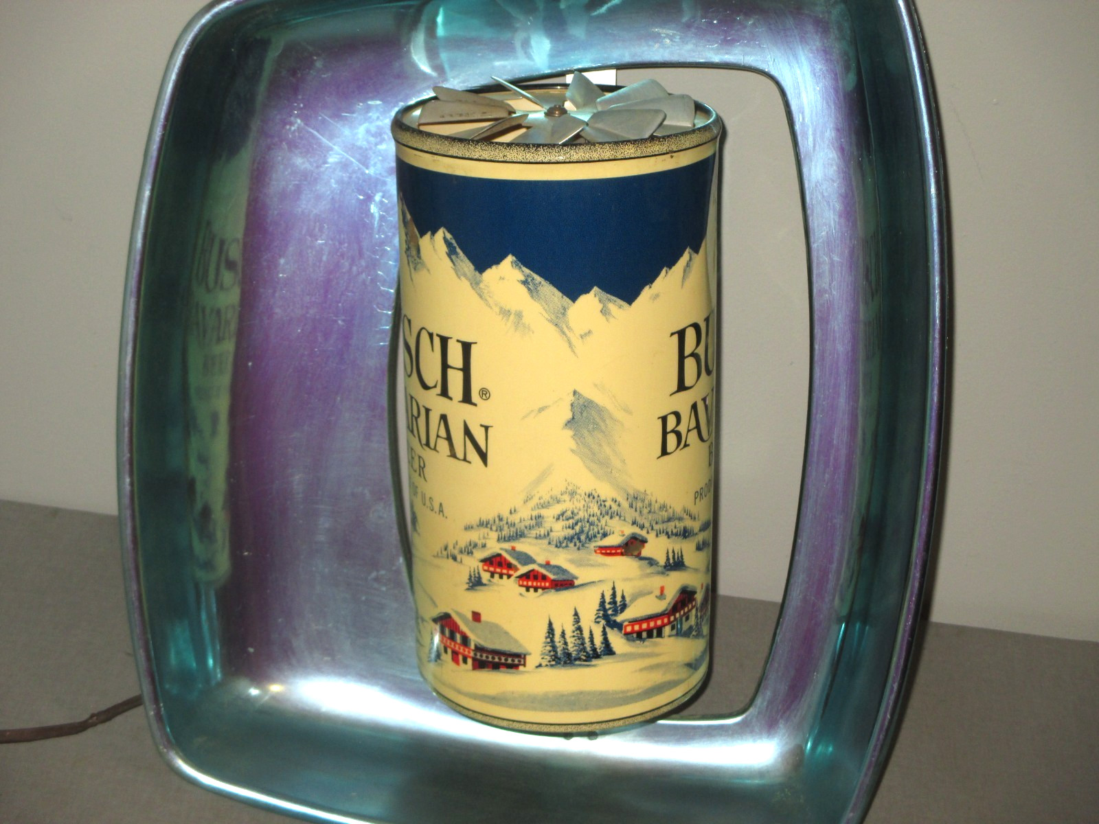 1950'S ANHEUSER-BUSCH BAVARIAN BEER -STORE BAR DISPLAY LIGHTED SPINNING CAN-18"