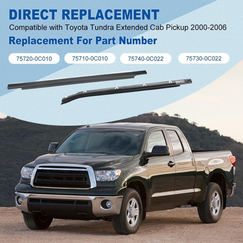 4PCS Door Window Moulding Weatherstrip Compatible with Tundra 2000-2006, Outer