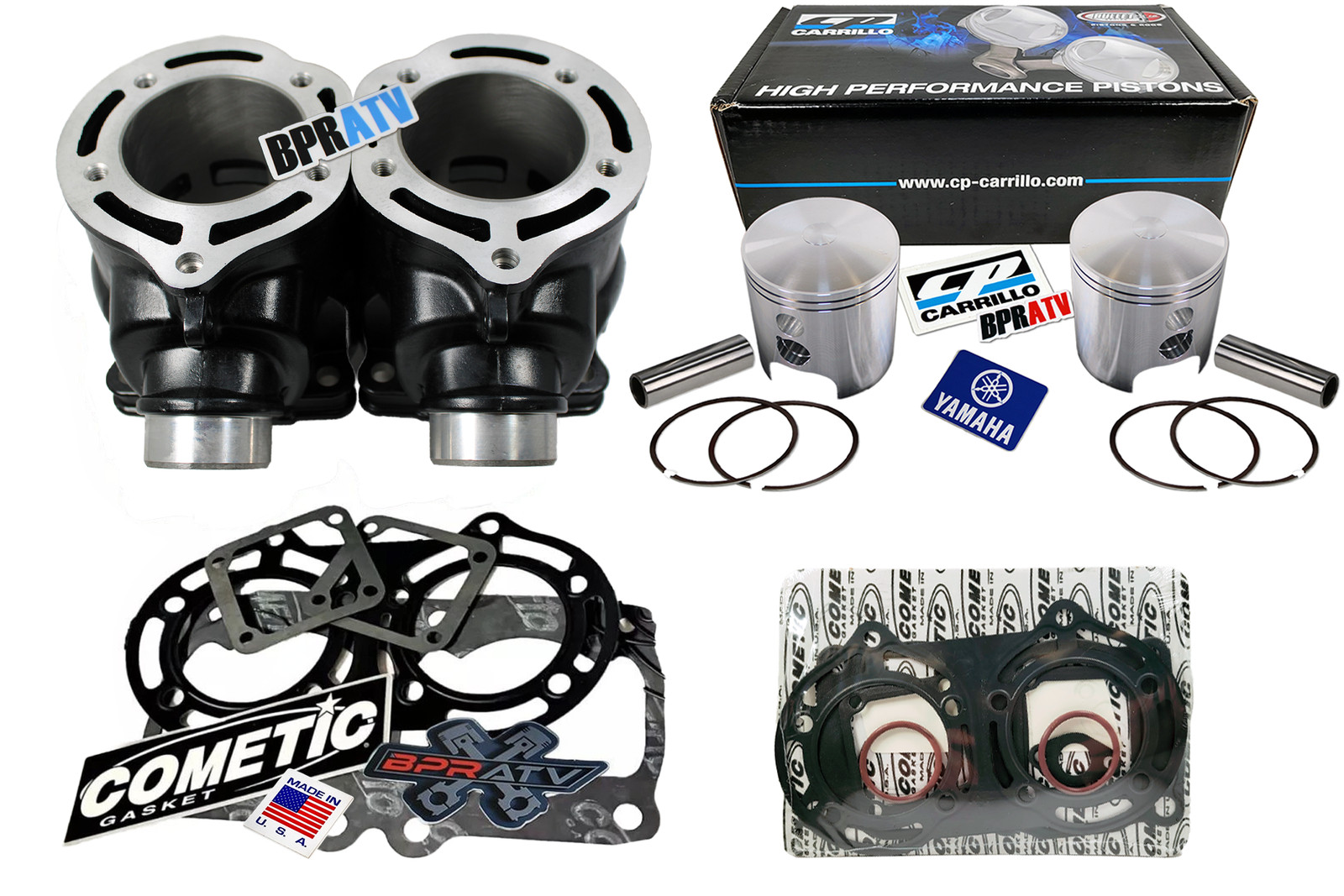 Yamaha Banshee 66mm Big Bore Cylinders + CP-Carrillo Pistons Top End Rebuild Kit