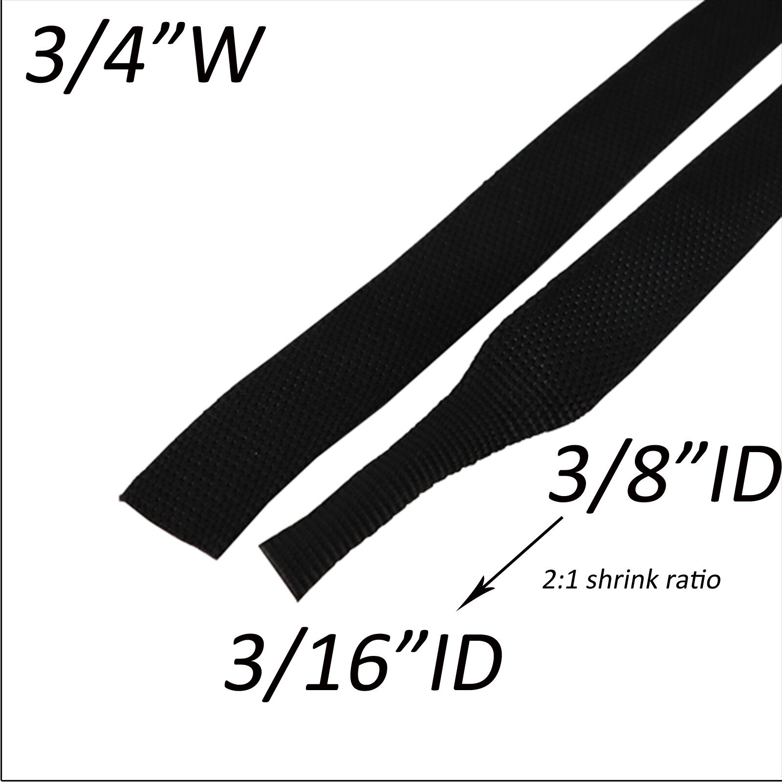 Heat Shrink Braided Sleeve Wire Loom 2:1 Abrasion Protect Wire Harness Sheath