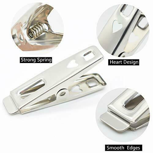 60 PCS Strong Stainless Steel Clothes Pins Metal Laundry Pegs with Storage