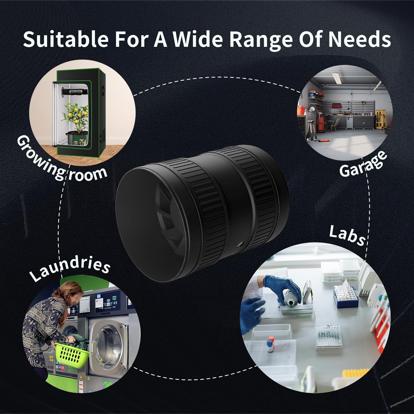 6 Inch Inline Duct Fan 345CFM with Stepless Speed Control, New