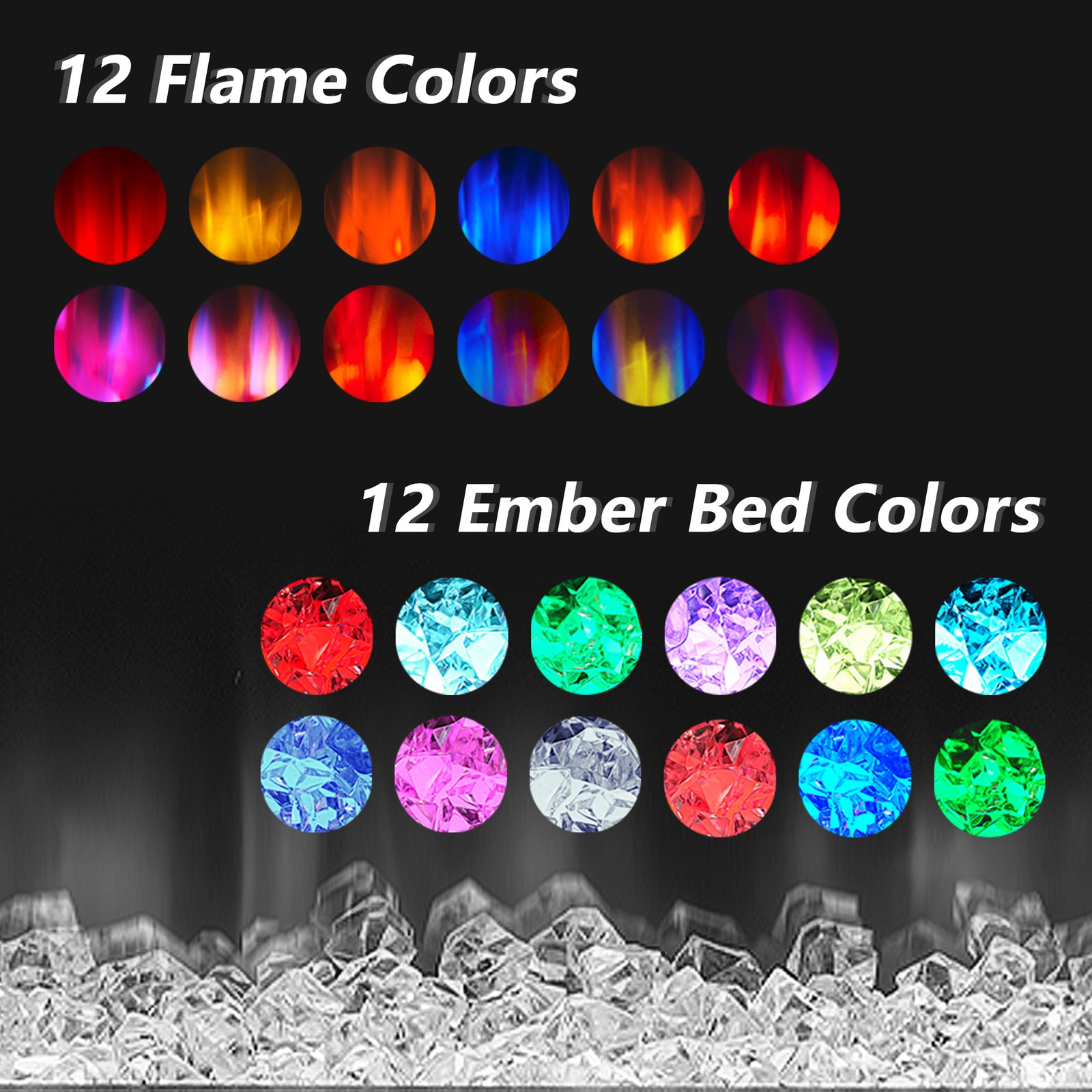 3 Sided Glass Built-in Electric Fireplace,Multi-Color Flames