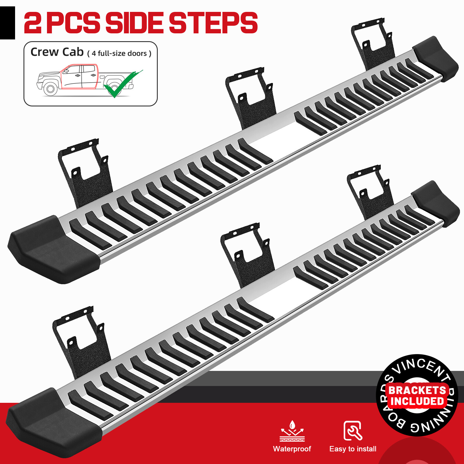 FIT 2017-2024 FORD F250 SUPERDUTY CREW CAB 6" RUNNING BOARD SIDE STEP NERF BAR V