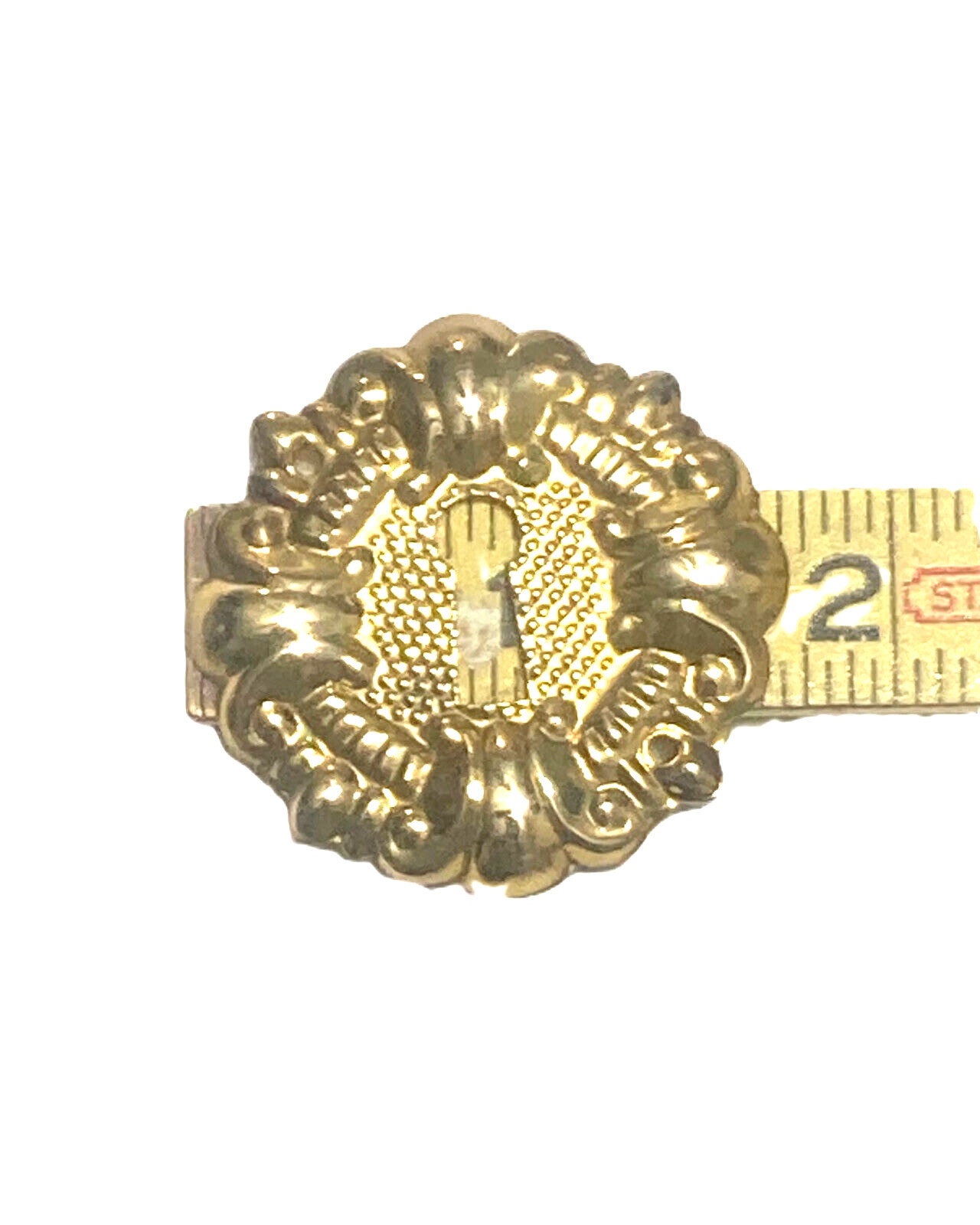 Keyhole Cover Bright Brass For Drawers Doors 1 3/4 In Wide