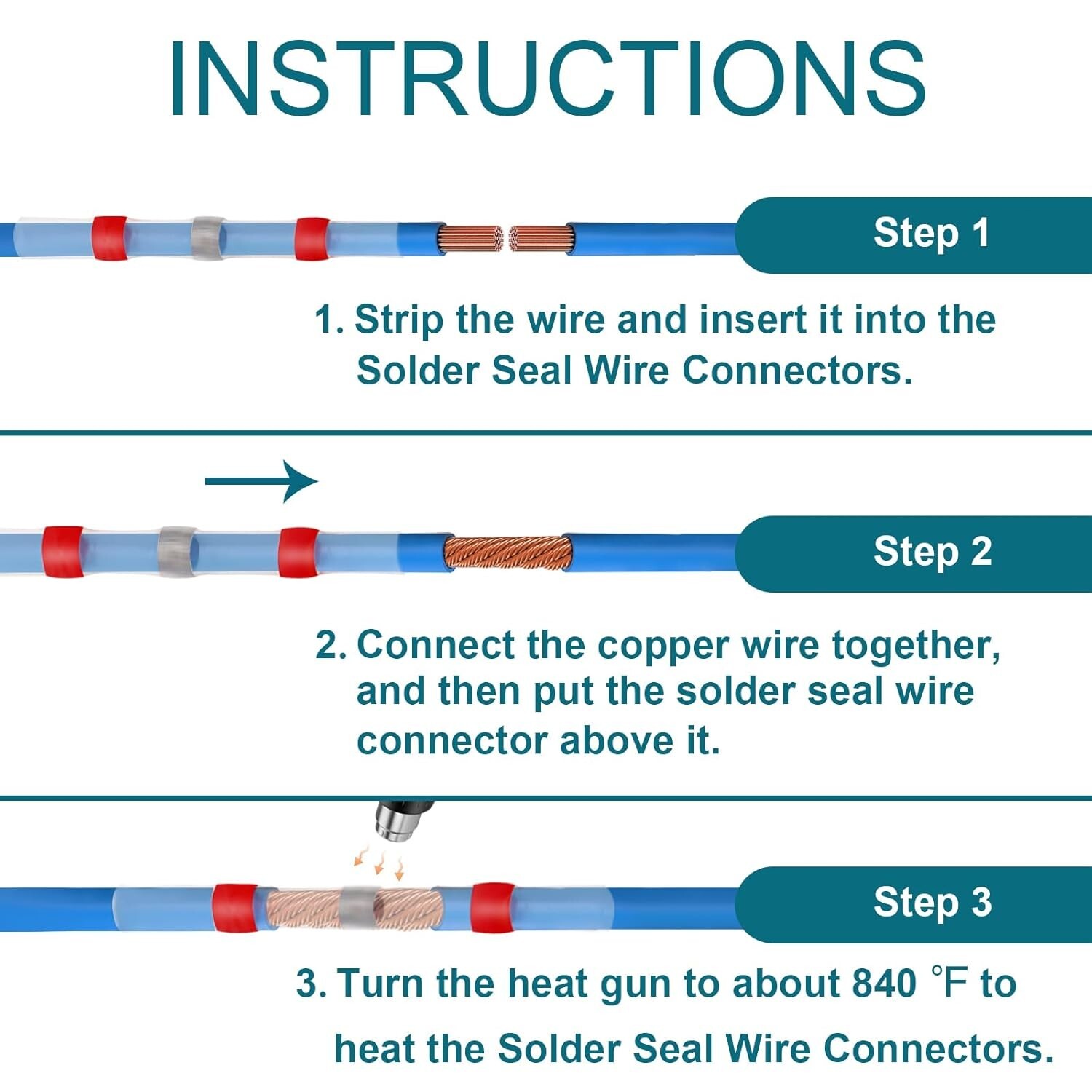 400Pcs Waterproof Solder Stick Seal Sleeve Heat Shrink Butt Wire Connectors Kit