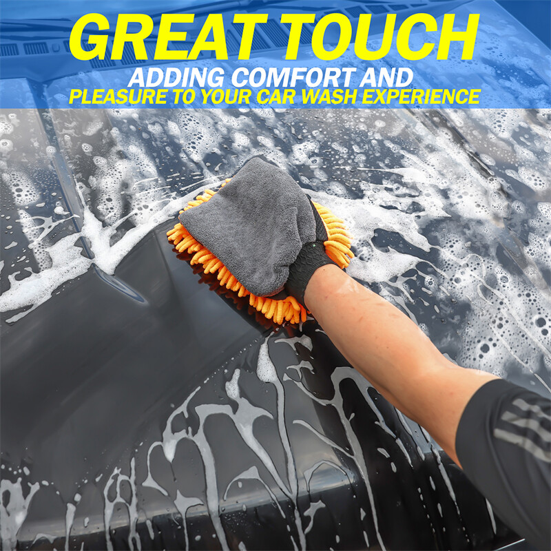 2 Pack Microfiber Car Wash Mitt Scratch Free Ultra Absorbent Car Cleaning Gloves