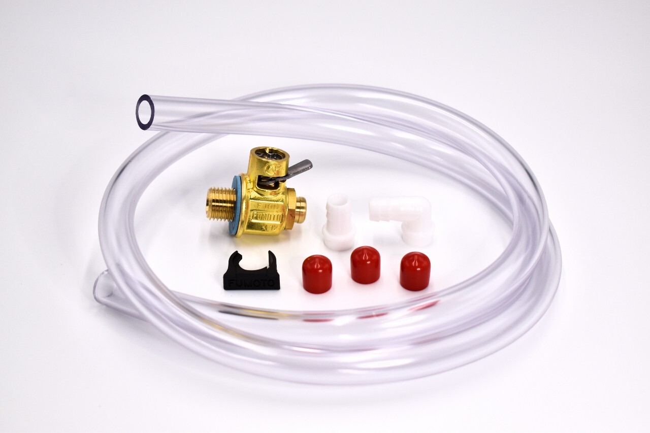 Fumoto F108S Oil Drain Valve and Heavy Duty 3' Hose Kit w Fittings and Dust Caps