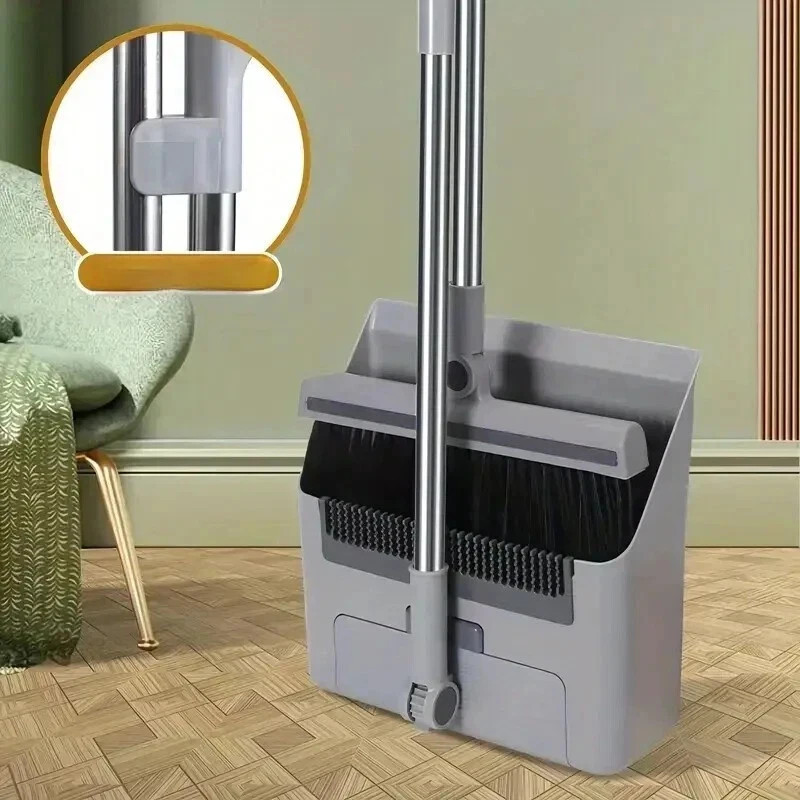 Long Handle Broom And Dustpan Set, 3 IN 1 Broom Dust Pan, Broom With Dustpan