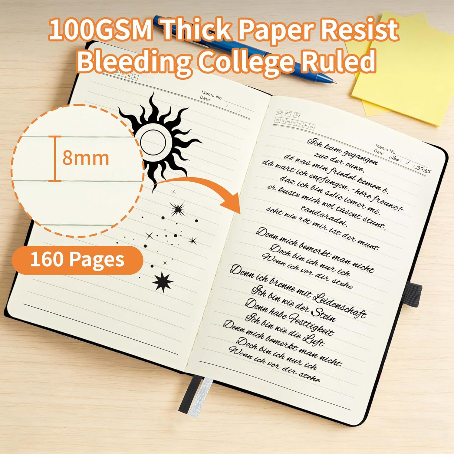 Lined Journal Notebook for Women & Men,A5 Hardcover PU Leather Journals for Writ