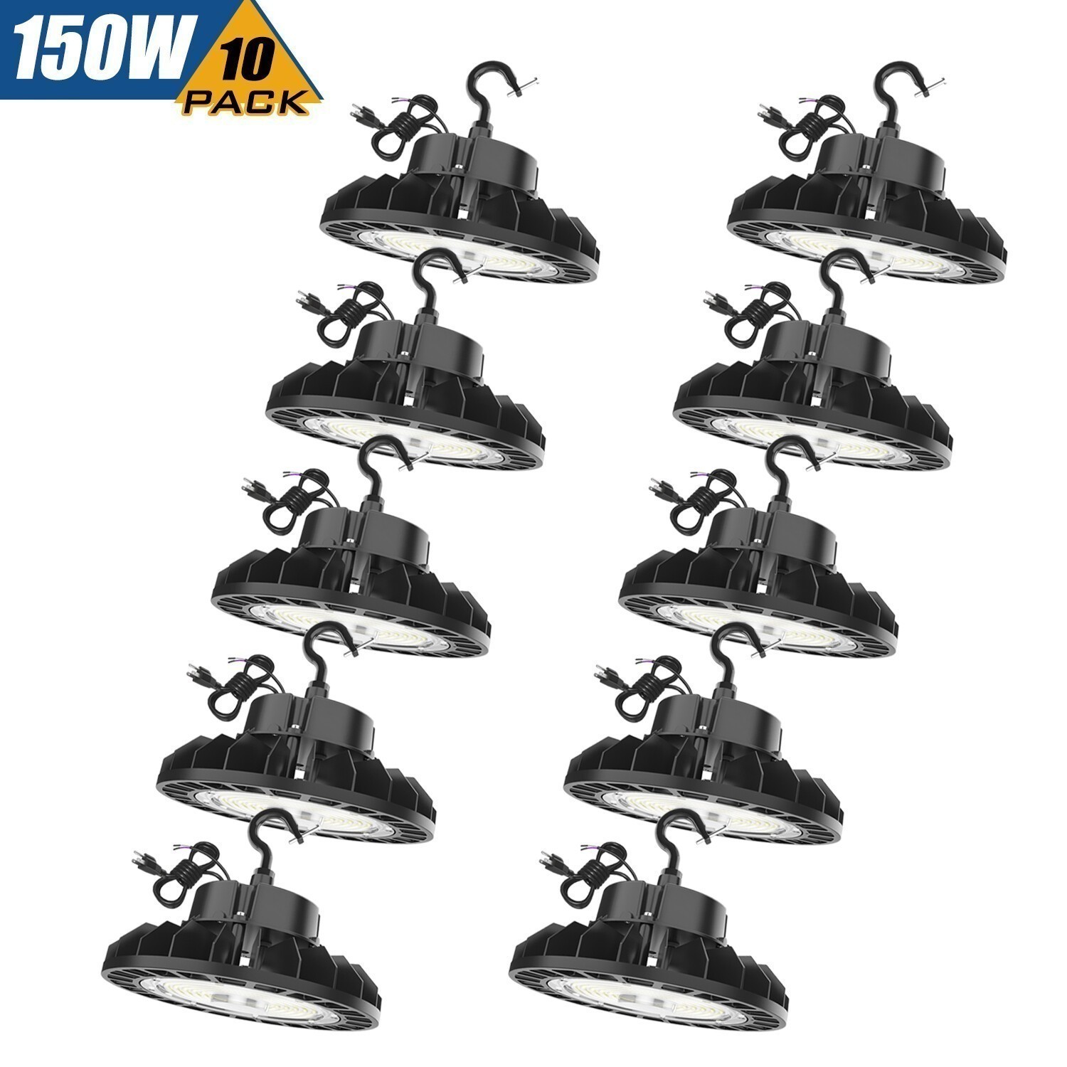 150W UFO LED High Bay Light 5000K 22500LM Factory Warehouse Lamp Dimmable -10PCS