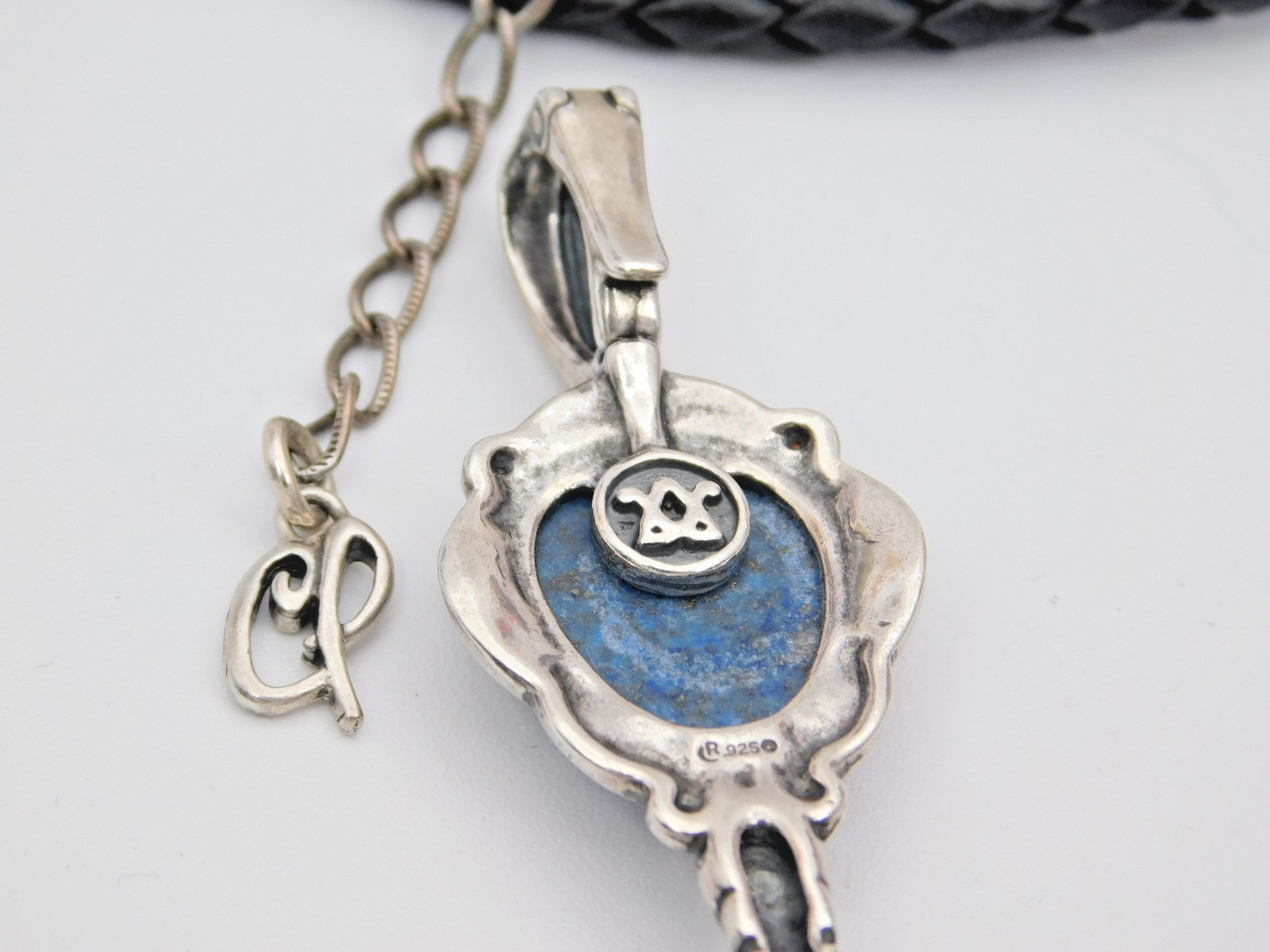 Gorgeous Carolyn Pollack Sterling Leather Necklace + New Lapis Naja Enhancer