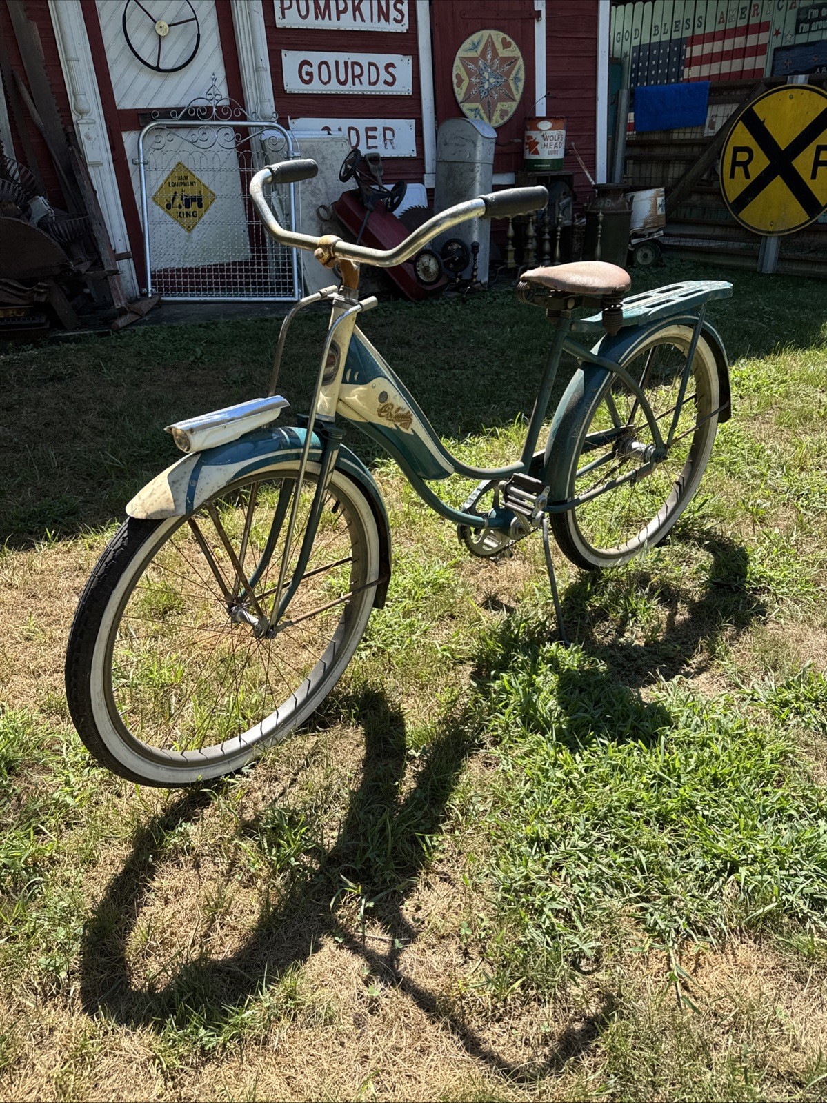 Vintage 1940s 50s Columbia Blue & White All Original Girls Bicycle