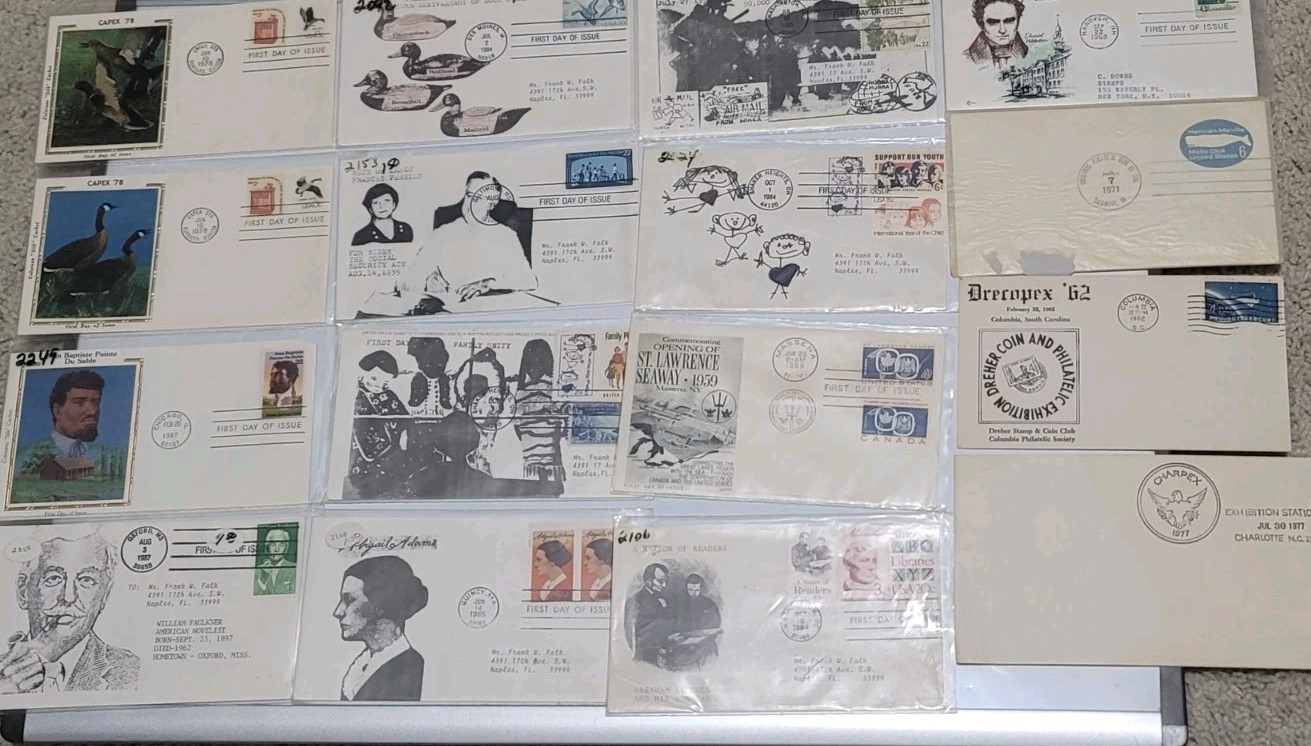 Vintage First Day Cover Lot of 16 1959-1987 USPS FDC Collection