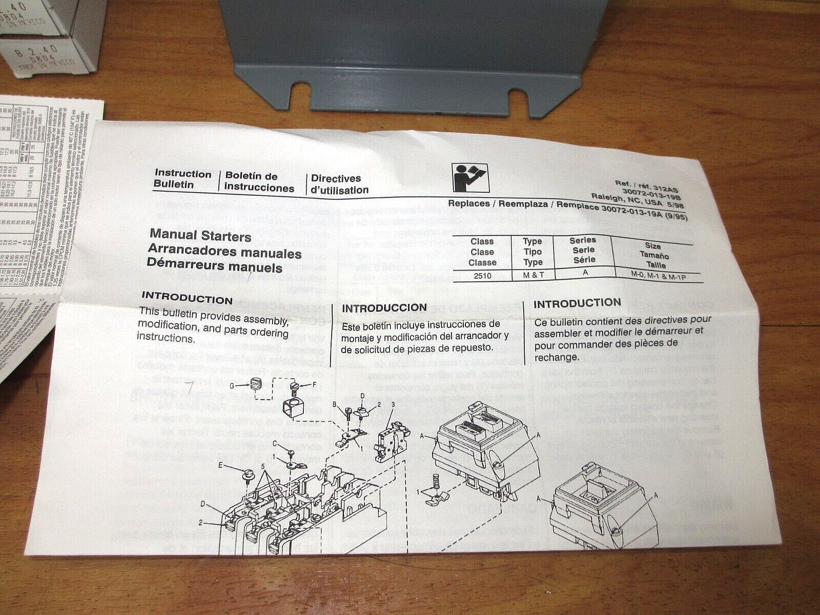 Square D 2510MBA2 *NEW* AC Manual Starter Switch
