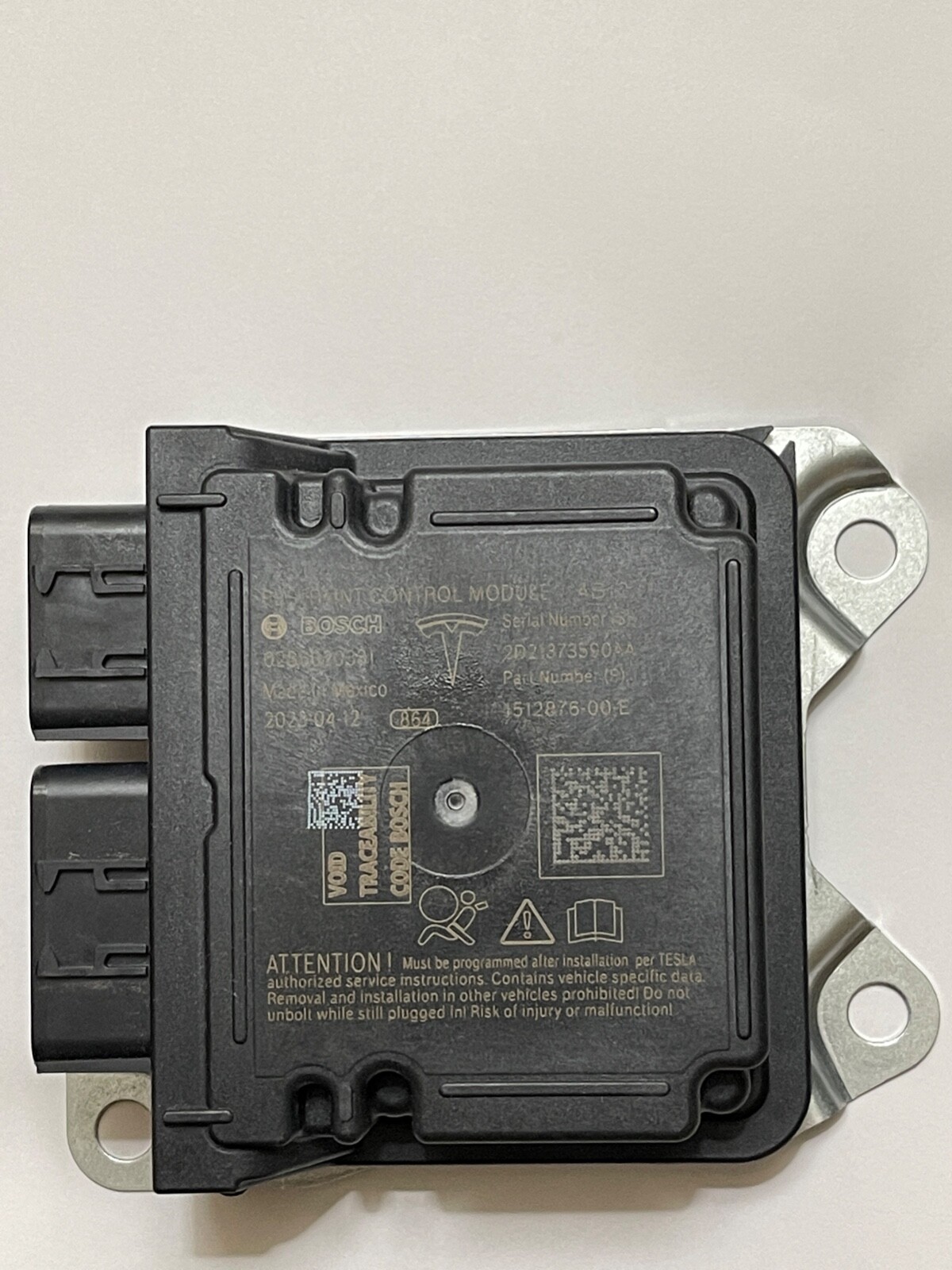 TESLA MODEL 3 Y S X RESTRAINT DIAGNOSTIC COMPUTER MODULE SRS CONTROL 1512876-00E